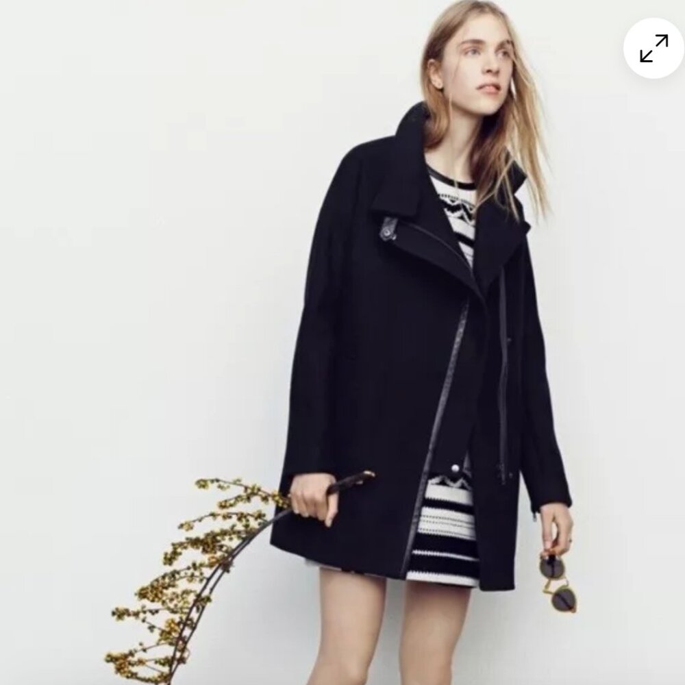 Madewell City Grid Cocoon Warm Coat Black